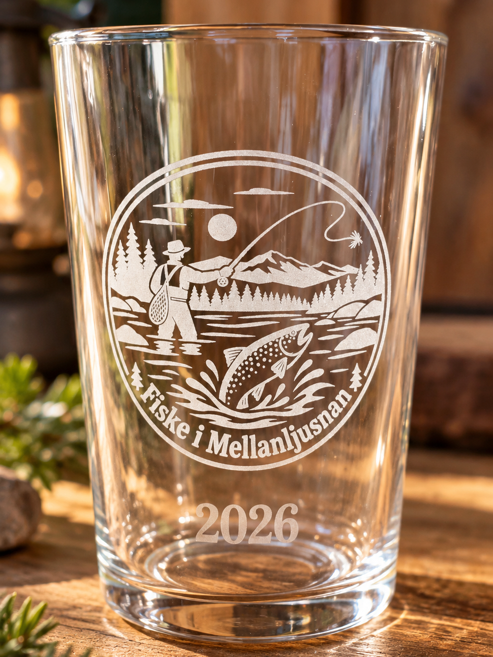 Glas with Fiske i Mellanljusnan – Stencil Logo